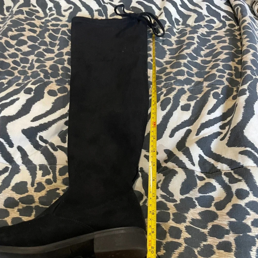 Black Knee High Boots Drawstring Trendy Size‎ 6 Time and Tru